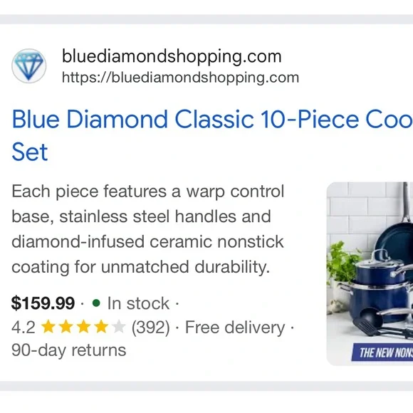 10-Piece Aluminum Ceramic NonstickCookware Set in Blue Diamond